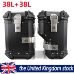 38L+38L Motorcycle Saddle Bags Hard Side Case Luggage Box Black Universal