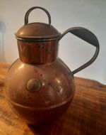 Vintage Guernsey Copper Milk Pot With Lid Unpolished Crest  And Stamped Martins