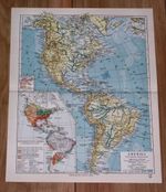1928 ORIGINAL VINTAGE PHYSICAL MAP OF AMERICAS MOUNTAINS RIVERS ANDES ROCKIES