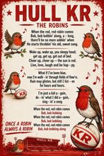 Red Red Robin Metal Sign. Hull KR Team Song. Wall Plaque Rugby League. Fan Gift