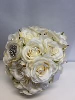 Beautiful Handmade Wedding Brides Bouquet In Cream & Silver