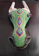 Vintage Bamileke beaded buffalo mask 45cm x 21cm