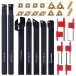 21PCS 1/2"/12mm Shank Indexable Carbide Lathe Turning Insert Tool Holder Bit 