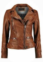 Womens Cafe Racer Moto Biker Distressed Brown Vintage Real Leather Jacket