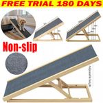 Folding Dog Pet Ramp Ladder Adjustable Height Non-Slip for Car Sofa SUV/Harness