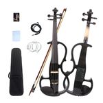 Black Electric Viola 16 Inch Solid Wood Viola with Ebony Fittings, Case and Bow