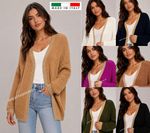 Ladies Italian Edge to Edge Cardigan Knitted Winter Warm Long Sleeve 8-16 NEW