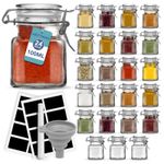 HEFTMAN 24 Mini Clip Top Spice Jars with Lids Labels Airtight Seal Small 100ml