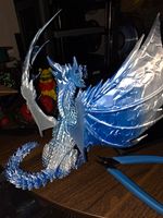 Blue Ice Dragon Figure – Large Fantasy Dragon with Crystal Wings & Spikes