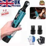 420Nm Electric Cordless Right Ratchet 3/8" 90° Angle Wrench 2 Battery DIY Tool