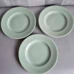 Vintage Woods Ware Beryl Green Dinner Plates x3 20cm Utility Wi Retro WW2