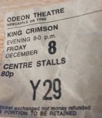 KING CRIMSON NEWCASTLE ODEON TICKET FRIDAY 8TH DECEMBER 1972