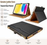 Genuine Leather iPad 9.7 Mini Cover + Tempered Glass (10th/11th/9th Generation)