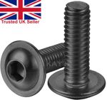 M3 M4 M5 M6 M8 M10 FLANGED BUTTON SCREWS ALLEN KEY BOLTS BLACK HIGH TENSILE 10.9