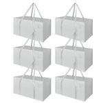 Vinsani 6 Pack Large Grey Moving Storage Bags Heavy Duty Carry Handles Zip Bags