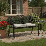 Garden Bench 2 Seater Cast Iron Antique Style Brown Patio Furniture
