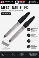 2 PCs Double Sided Sapphire Nail Files for Natural Nails with Non-Slip Handle