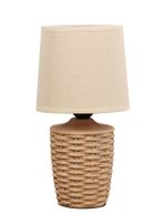 Hestia Basket Weave Table Lamp with Beige Linen Shade