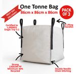 3 Pack One 1 Tonne FIBC Dumpy Jumbo Bags Builders Garden Rubble Aggregate Sack