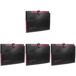 4Pcs Large Capacity Red Portable Document File Organizer Multi-Pocket Folder