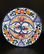 Vintage Wall Hanging Plate Hand Painted Spanish Art Pottery  Signed P. Zouilly
