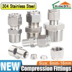 Stainless Steel Compression Fittings Male Straight Coupling Connector BSPT / NPT