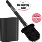 MooStar Soap Dispensing Silicone Toilet Brush Holder Stainless Steel black
