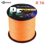 16 Strands 100M-2000M Orange Hollow Core Dynema Braided Fishing Line 20LB-500LB