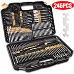 246pc HSS Drill Bit Set Screwdriver Bits Storage Case DIY for Wood & Metal