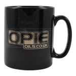 Opie Oils Branded Logo Mug - Silver Metallic Print - 93mm tall x 80mm diameter