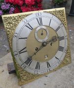 Antique Longcase Clock Dial and Movement. George Lomax Brecon. 12" Square. C1750