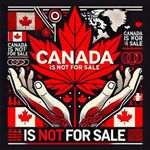 CANADA IS NOT FOR SALE BLACK & RED WITH FLAGS FRIDGE MAGNET 4.25" x 4.25"