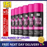 6x 151 Neon Pink Spray Paint Aerosol DIY Matt Hi Vis Safety smooth finish 400ml