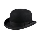 Clearance Sale Classic Black Wool Bowler Hat  Satin Lined, Handcrafted Quality