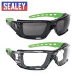 2x Sealey Polycarbonate Safety Glasses Goggles EVA Foam Lining - Clear + Tinted