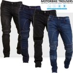 Motorbike Pants Mens Stretch panel Motorcycle  Armour Jeans Protective Lining