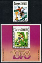 Togo Mi. No. 1282 and BL 128 A **, 1978 World Cup, Stamp + Block MNH!
