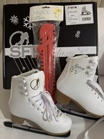 SFR Galaxy Youth Figure Ice Skates UK 13J EUR 32 White with Guards Bag