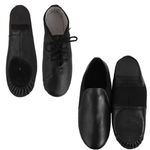 JAZZ DANCE SHOES SLIP ON Black Leather split Irish ballet leotard sole UNISEX 03