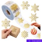 Christmas Snowflake Stickers Gold Transparent Self-Adhesive Labels Roll