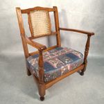 Antique Victorian Low Nursing Chair Fireside Armchair Cane Back Walnut c1900