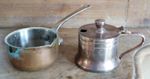 VINTAGE RETRO GAINSBOROUGH MUSTARD POT & MINIATURE NOVELTY COPPER SAUCEPAN