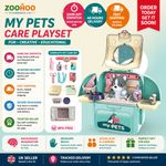 Kids My Pets Care Playset Toy Carry Case Pretend Pet Grooming Vet Role Play Set