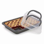 Non-Stick Deep Baking Tray w/ Lid and Carry Handles for Pies and Traybakes