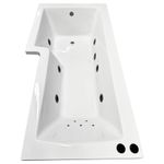 Black Whirlpool Showerbath L Shaped Spa with Black Jets and Screen Left Hand