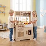 Play Kitchen for Kids Wooden Kitchen Playset with Realistic Lights Yellow