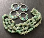 Abalone Earrings And Jade Beads. 