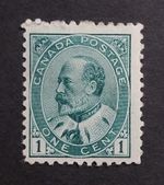 CANADA 1903-08 KEVII 1c Green Stamp #89 Mint Hinged