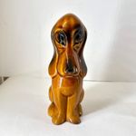 Vintage Ceramic Dog Ornament Brown Hound Figurine Retro Home Decor