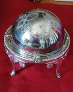 Vintage Silver Plated on Brass Caviar/Butter Dish with original glass dish